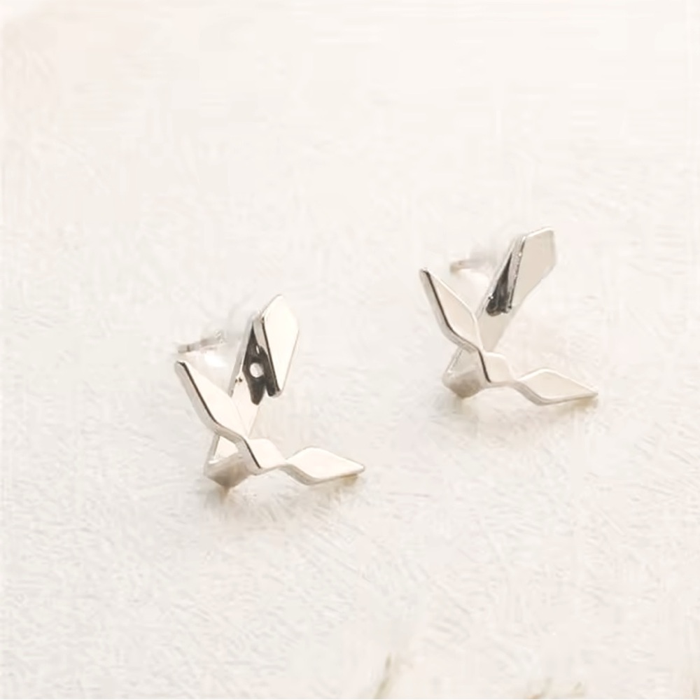 “Rebel” Geometric Unique 925 Sterling Silver Gold Minimalist Boho Stud E… - Picture 2 of 5